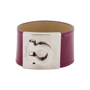 **Salvatore Ferragamo Purple Plum Burgundy Cuff Gancini Clasp Bracelet
